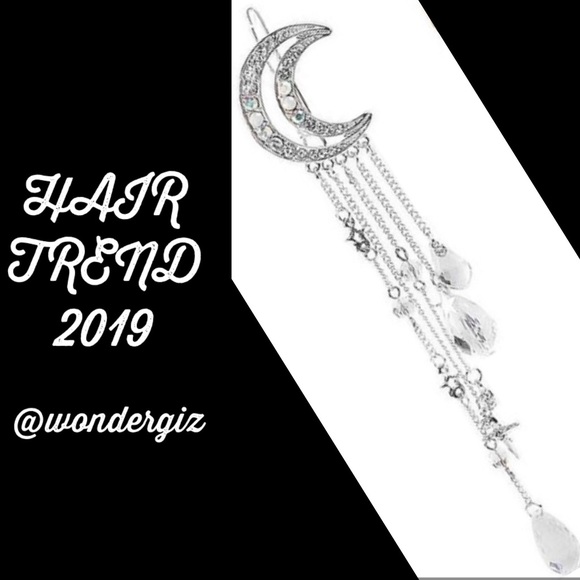 Accessories - SILVER MOON CRYSTAL RHINESTONE DANGLE HAIRPIN